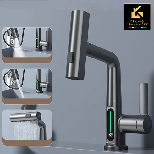 Kantelende sproeikraan | Kapperskraan | Salonkraan | Wastafelkraan met uittrekbare slang | Mirjam