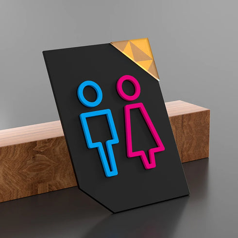 Toilet aanduidingsbordjes | Daar is de WC tekens | Roze en Blauw | Minimalistisch