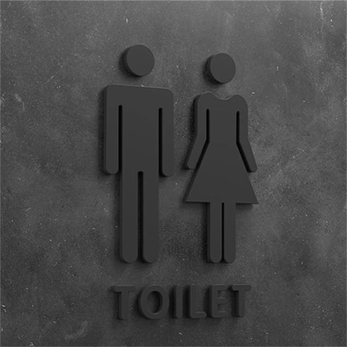 Toilet aanduidingsbordjes | Daar is de WC tekens | Goud - Zilver - Zwart | Minimalistisch