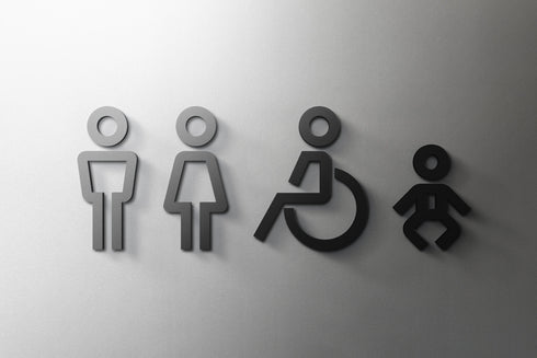 Toilet aanduidingsbordjes | Complete set WC tekens | 3d | Zwart | Gestileerd | Minimalistisch