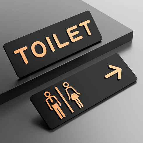 Toilet aanduidingsbordjes | Goud op zwart | Minimalistisch