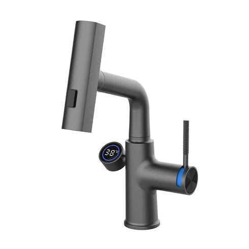 Kapperskraan | Salonkraan | Wastafelkraan met temperatuur display | Uittrekbare slang | In hoogte verstelbaar | Lianne