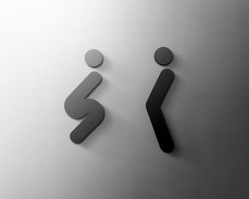 Toilet aanduidingsbordjes | Duo's | Setjes van 2 WC tekens | 3d | Zwart | Gestileerd | Minimalistisch