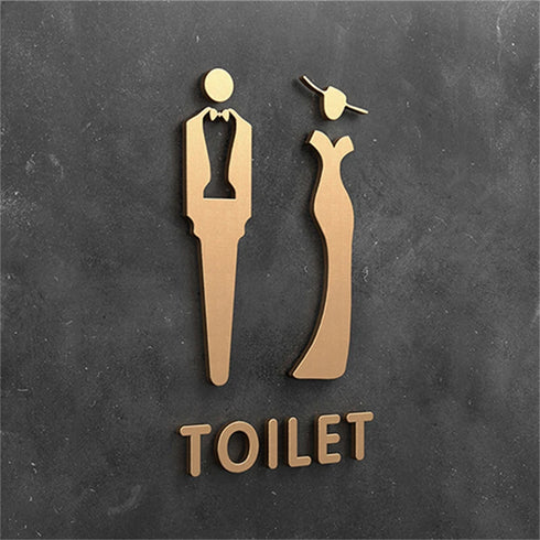 Toilet aanduidingsbordjes | Daar is de WC tekens | Goud - Zilver - Zwart | Minimalistisch