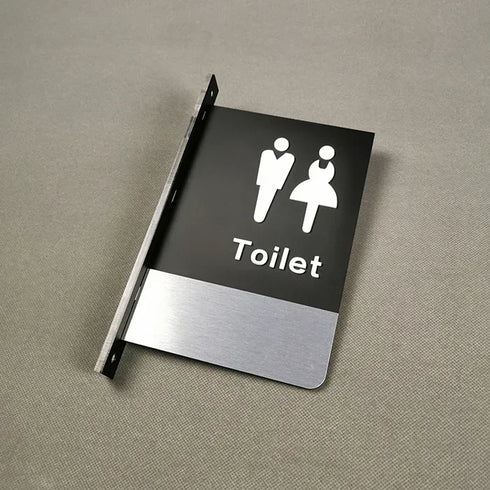 Toilet uithangbordjes | Daar is de WC tekens | Zwart met Goud - Brons - Koper | Minimalistisch