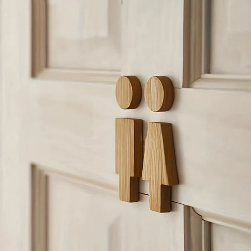 Toilet aanduidingsbordjes | Dik houten poppetjes | Minimalistisch