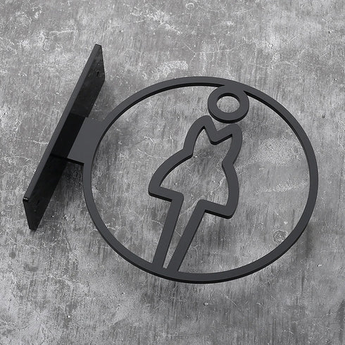 Toilet uithangbordjes | Daar is de WC tekens | Zwart | Minimalistisch