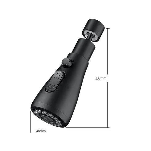 Sproeikop opzetstukje voor keukenkraan 3-standenkop voor je kraan – in chroom óf mat zwart