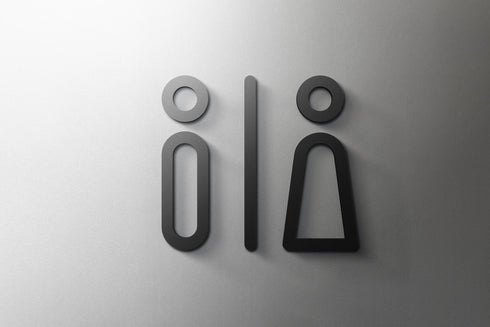 Toilet aanduidingsbordjes | Duo's | Setjes van 2 WC tekens | 3d | Zwart | Gestileerd | Minimalistisch