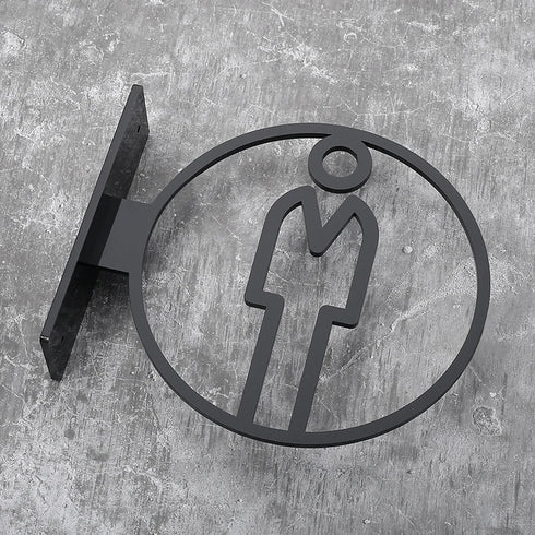 Toilet uithangbordjes | Daar is de WC tekens | Zwart | Minimalistisch