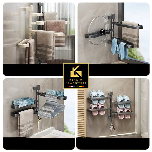 Handdoekenrek | Zonder boren | Snel op te hangen | Beweegbaar | Badkamer ophangrek | Kledingrek