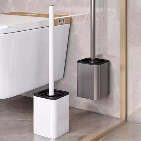 Toiletborstel | Staand op de grond | Gunmmetal | Grijs | Zwart | Wit