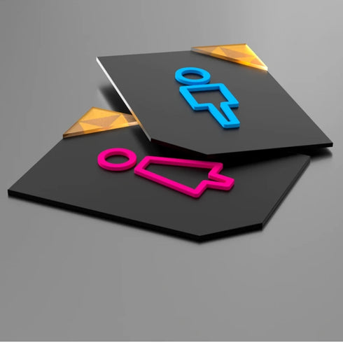 Toilet aanduidingsbordjes | Daar is de WC tekens | Roze en Blauw | Minimalistisch