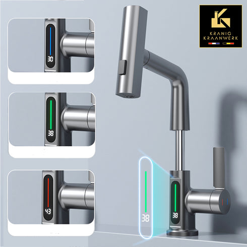 Kantelende sproeikraan | Kapperskraan | Salonkraan | Wastafelkraan met uittrekbare slang | Mirjam