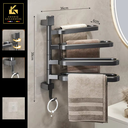 Handdoekenrek | Zonder boren | Snel op te hangen | Beweegbaar | Badkamer ophangrek | Kledingrek