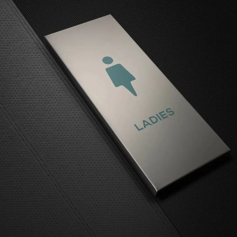 Toilet aanduidingsbordjes | Metaal met groen | Minimalistisch geborsteld staal