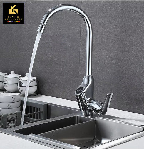 High-end | Design Keukenkraan | Mengkraan met temperatuur display en flexibele slang | Vesper