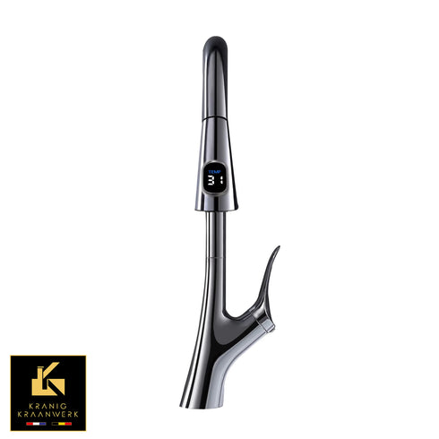 High-end | Design Keukenkraan | Mengkraan met temperatuur display en flexibele slang | Elypses