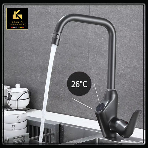 High-end | Design Keukenkraan | Mengkraan met temperatuur display en flexibele slang | Vesper