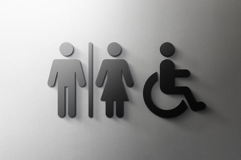 Toilet aanduidingsbordjes | Complete set WC tekens | 3d | Zwart | Gestileerd | Minimalistisch