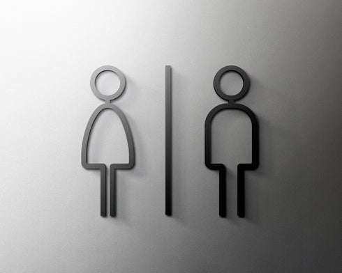 Toilet aanduidingsbordjes | Duo's | Setjes van 2 WC tekens | 3d | Zwart | Gestileerd | Minimalistisch