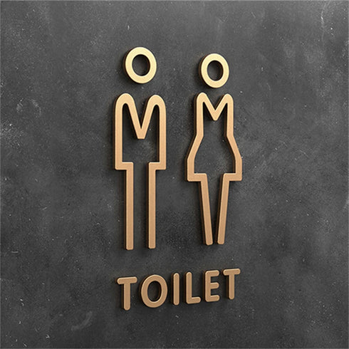 Toilet aanduidingsbordjes | Daar is de WC tekens | Goud - Zilver - Zwart | Minimalistisch