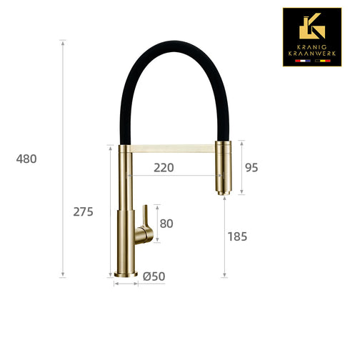 High-end Design Keukenkraan | Keuken mengkraan met flexibele slang en sproeikop | Murcia della