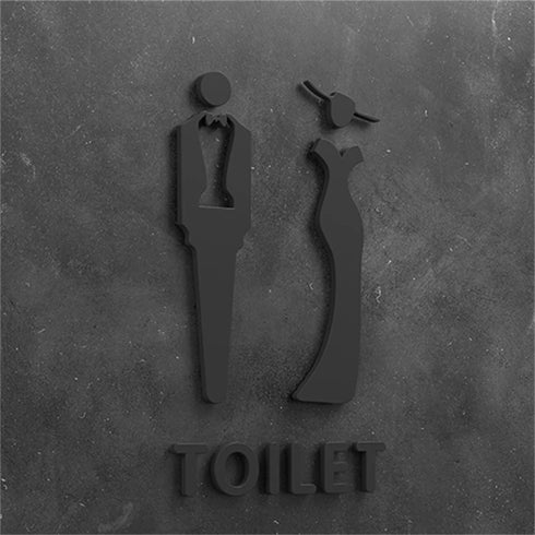 Toilet aanduidingsbordjes | Daar is de WC tekens | Goud - Zilver - Zwart | Minimalistisch