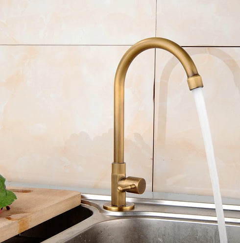 Landelijke stijl Pantry of toiletkraan | Hendrik | Traditioneel en compacte Koudwaterkraan | Hendrik Oud Goud