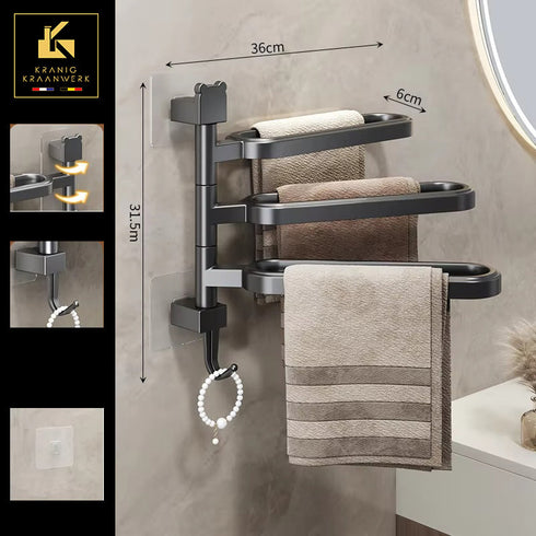 Handdoekenrek | Zonder boren | Snel op te hangen | Beweegbaar | Badkamer ophangrek | Kledingrek