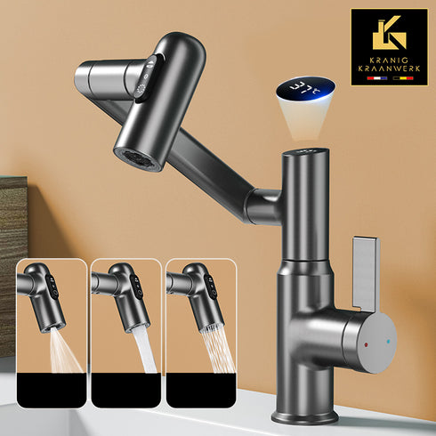 Kapperskraan | Salonkraan | Wastafelkraan met uittrekbare slang en display | Rachelle