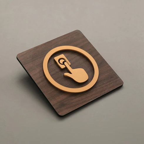 Duidingsbordjes en bewegwijzering | Kantoortekens en verblijfsruimtes | Goud op hout | Minimalistisch