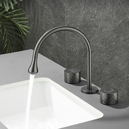 Opbouw wastafelkraan met grote bedieningsknoppen | De Gebogen druppel | Montage op het meubel | Wastafelkraan