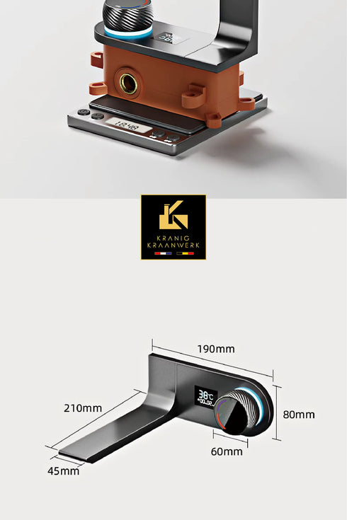 Ligbadkraan met temperatuur display en timer | Inbouw montage | Alicante