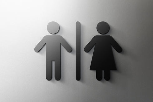 Toilet aanduidingsbordjes | Duo's | Setjes van 2 WC tekens | 3d | Zwart | Gestileerd | Minimalistisch