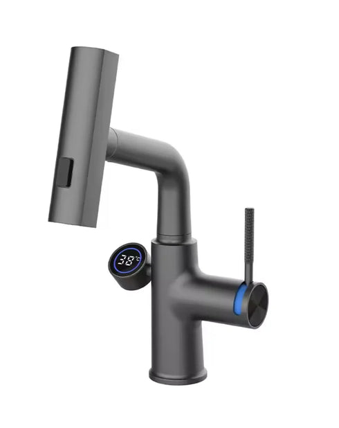 Kapperskraan | Salonkraan | Wastafelkraan met temperatuur display | Uittrekbare slang | In hoogte verstelbaar | Lianne