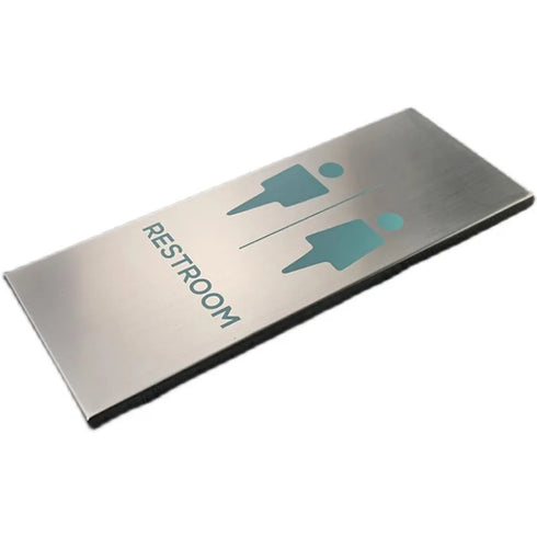 Toilet aanduidingsbordjes | Metaal met groen | Minimalistisch geborsteld staal