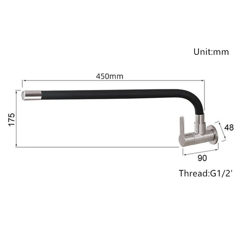Flexibele Keukenkraan met handig beweegbare flexibele hals | Gemonteerd op de muur | Wilma