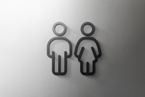 Toilet aanduidingsbordjes | Duo's | Setjes van 2 WC tekens | 3d | Zwart | Gestileerd | Minimalistisch