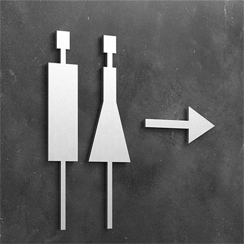 Toilet aanduidingsbordjes | Daar is de WC tekens | Goud - Zilver - Zwart | Minimalistisch