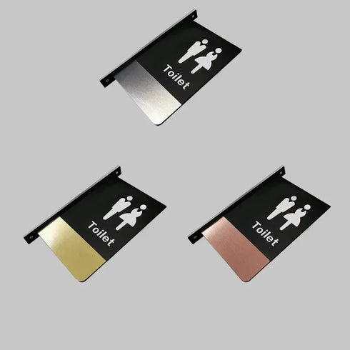 Toilet uithangbordjes | Daar is de WC tekens | Zwart met Goud - Brons - Koper | Minimalistisch