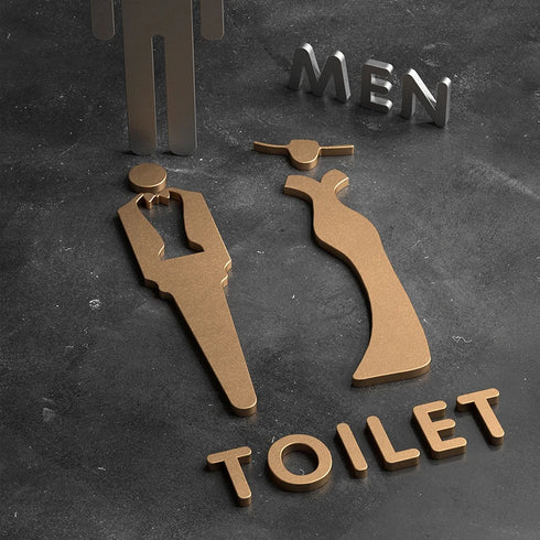 Toilet aanduidingsbordjes | Daar is de WC tekens | Goud - Zilver - Zwart | Minimalistisch