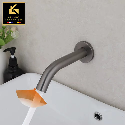 A- klasse Sensorkraan | Vanuit de wand | Touchless kraan | Gunmetal Lang | Minimalisme
