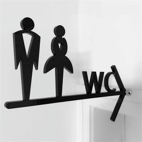 Toilet uithangbordjes | Chique | Daar is de WC tekens | Zwart | Minimalistisch en Chique