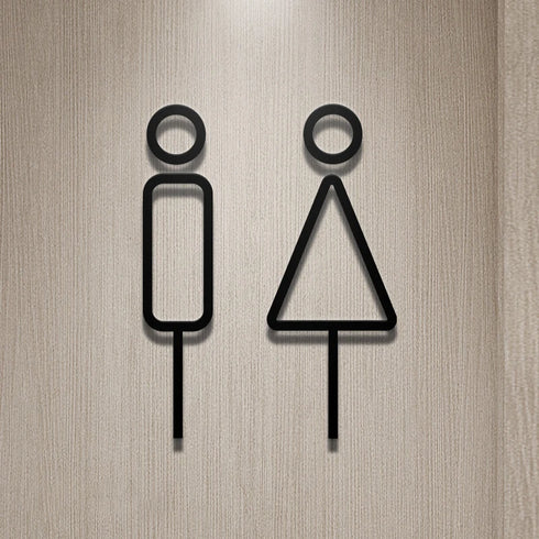 Toilet aanduidingsbordjes | Zelfklevende kantoortekens en verblijfsruimtes | Minimalistisch