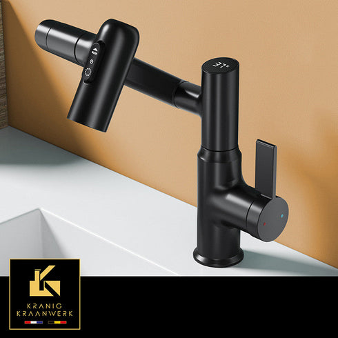 Kapperskraan | Salonkraan | Wastafelkraan met uittrekbare slang en display | Rachelle