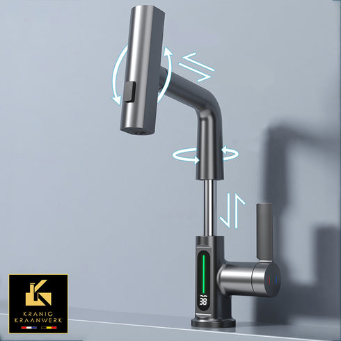 Kantelende sproeikraan | Kapperskraan | Salonkraan | Wastafelkraan met uittrekbare slang | Mirjam