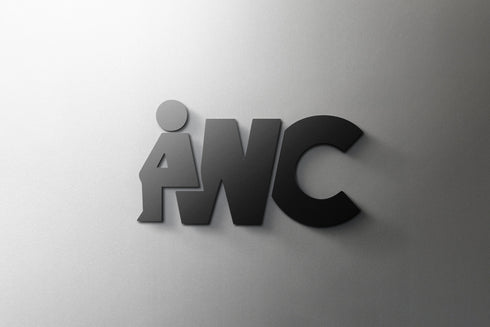 Toilet aanduidingsbordjes | Daar is de WC tekens | 3d | Zwart | Gestileerd | Minimalistisch