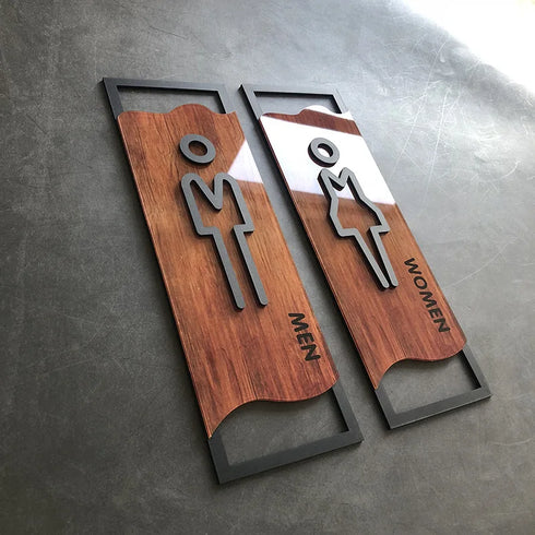 Toilet aanduidingsbordjes | Daar is de WC tekens | Hout | Minimalistisch