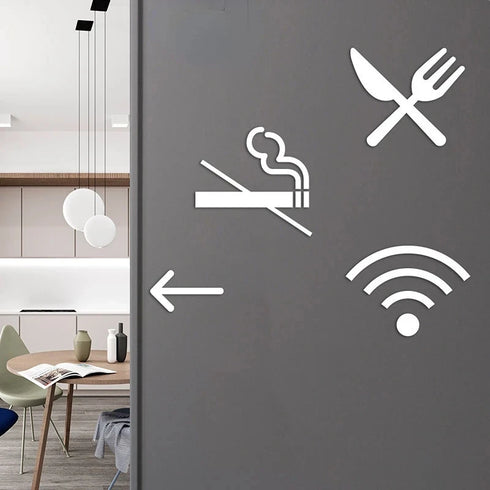 Toilet aanduidingsbordjes | Algemene tekens en verblijfsruimtes | Zwart en Zilver | Minimalistisch